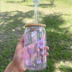 16oz Libbey Glass Can “Girly & Groovy”